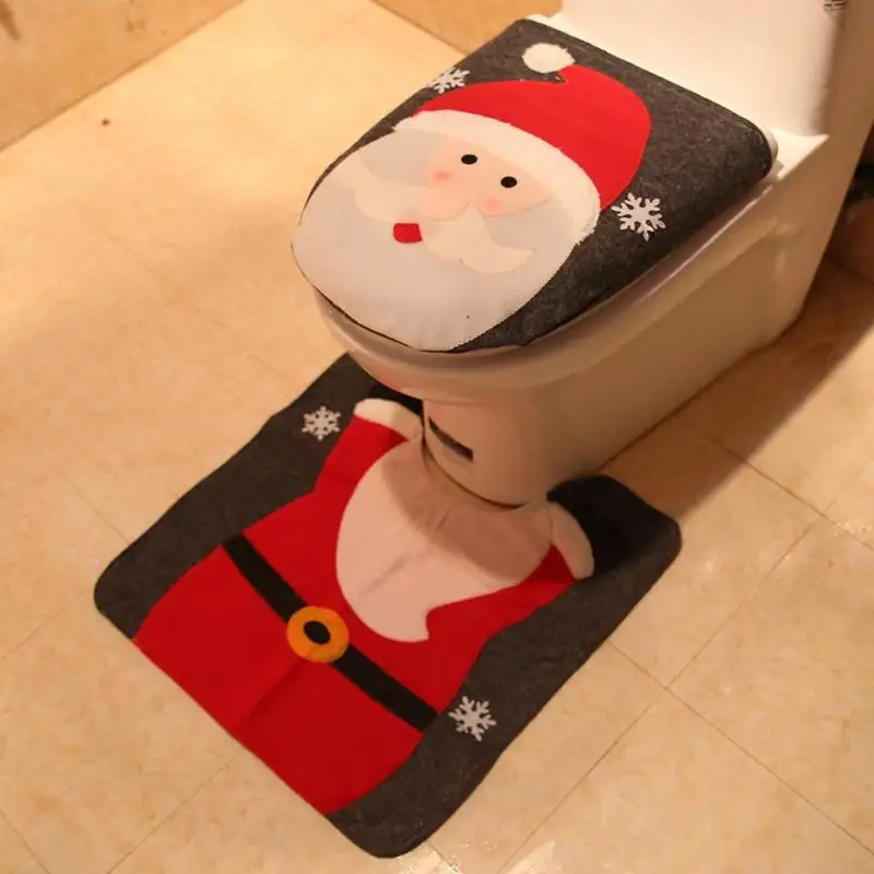 2 шт рождественский коврик для ног унитаза крышка сиденья крышка коврик с сантой аксессуары для ванной комнаты