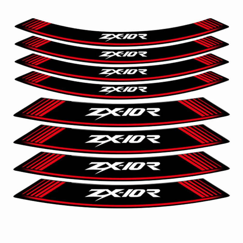 motorcycle sticker stripe model logo wheel stickers tires waterproof decals for KAWASAKI zx-10r zx10r a set of 8 pcs - Цвет: red