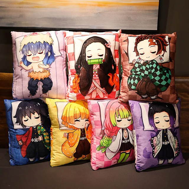 Devil's Blade Anime Plush Stuffed Cushion Cute Pillow Demon Slayer Manga Doll Kimetsu No Yaiba Tanjirou Nezuko Plush Pillow Toys 1