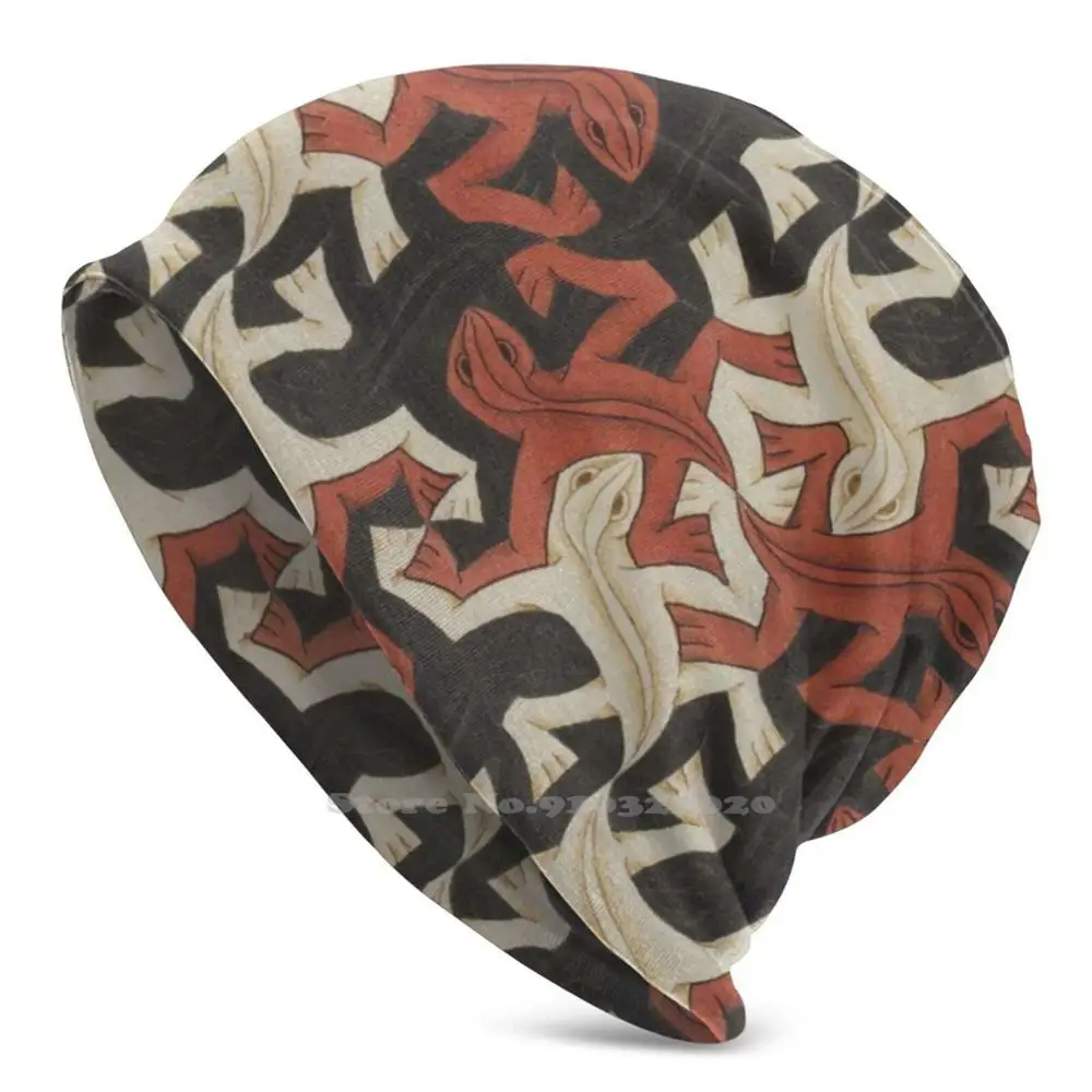 Escher Lucertole Berretto Unisex Cappelli Sottili Antivento Per Uomo Donna Bambino Escher Lucertola Modello Lucertole
