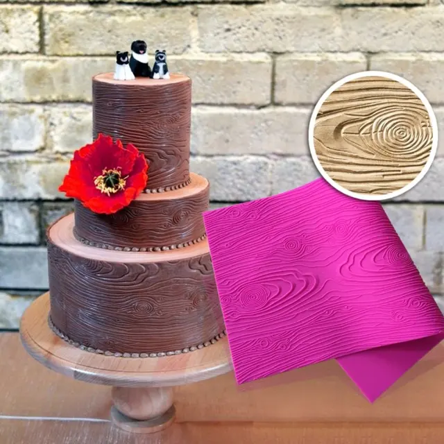 Woodgrain Fondant Benyomás Szőnyeg Szilikon Torta Csipke Penész Textúra Gumpaste Dekorációs Szerszám - Image 2