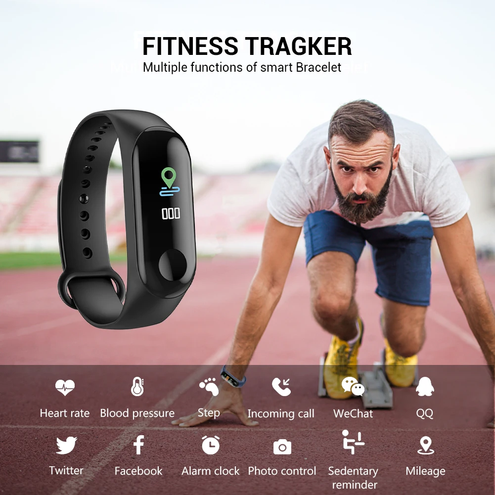 Давление Мужчины Женщина Дети M3 SmartWatch Браслет крови водонепроницаемого Heart Rate