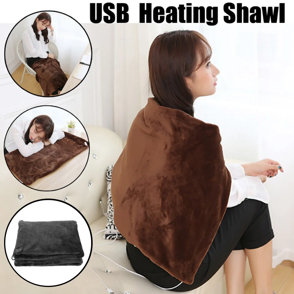 

45*80cm USB Electric Warming Heating Blanket Pad Shoulder Neck Heating Shawl Soft 5V 4W Winter Warm Health Care