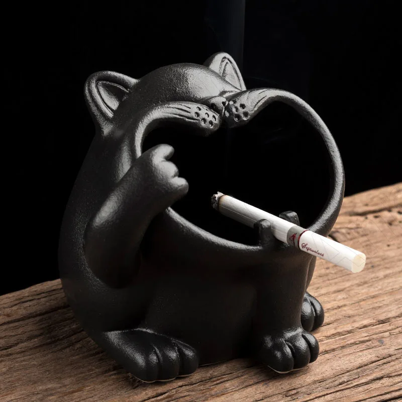 CeramicCuteAshtrayCreativityLuckyCatCarAshtraysAnimal