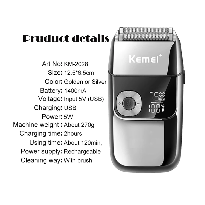 Kemei 2 in 1 Electric Shaver Men Rechargeable Beard Shaver Floating Hair Trimmer Face Care Bald Shaving Machine