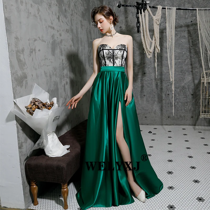 Evening Dresses Long Blue 2019 with Pockets A-line Off Shoulder Slit Long Evening Gown evening dress long dress Sweetheart