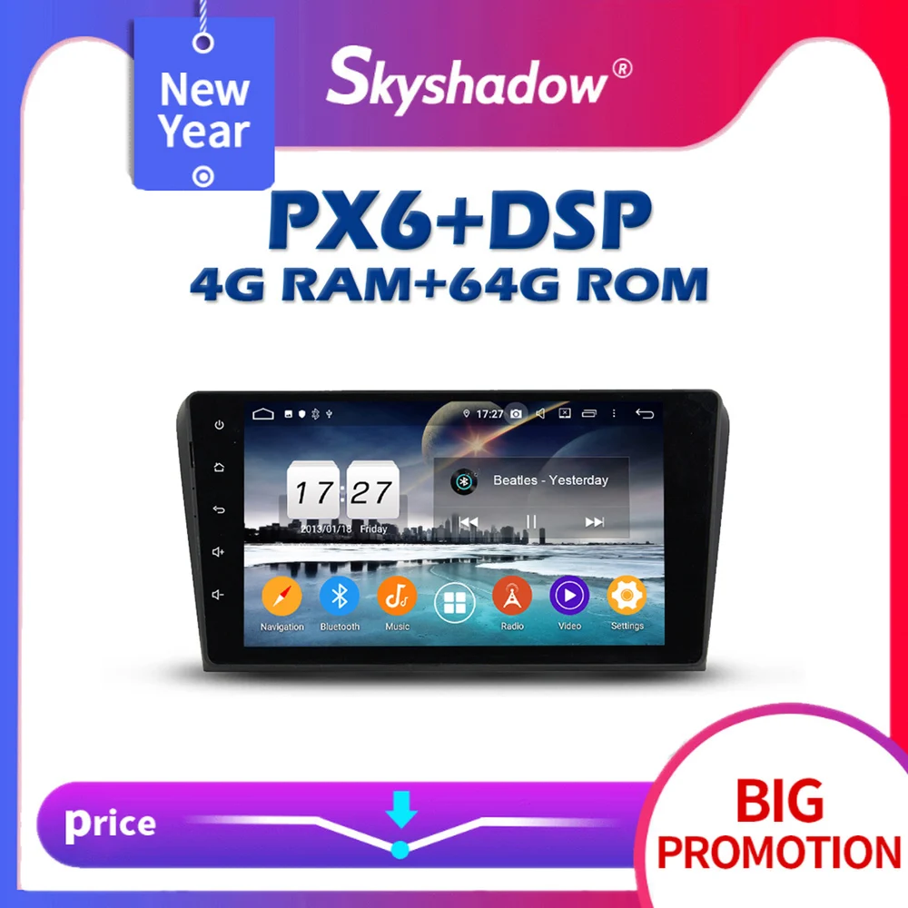 Автомобильный DVD-плеер 720P PX6 DSP TDA7851 9 &quotIPS Android 10 0 4 Гб + 64 GPS RDS автомобильное радио wifi