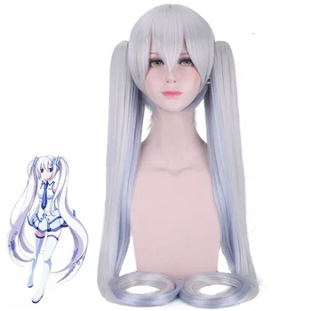 

Anime VOCALOID Cosplay Wig Snow Hatsune Miku Costume Wigs with Ponytails Halloween Party Snow Miku Wigs+ Wig Cap
