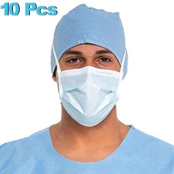 

10Pcs Disposable Face Mask 3-Layers Non-Woven Mouth Face Mask Anti-Dust PM2.5 Meltblown Cloth Earloop Protective Masks