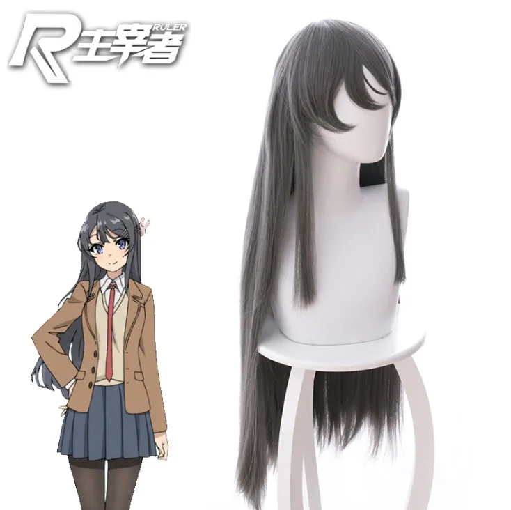 

Anime Rascal Does Not Dream Of Bunny Girl Senpai Sakurajima Mai Cosplay Wigs Synthetic Hair Long Straight Gray Hair Headgear Rol
