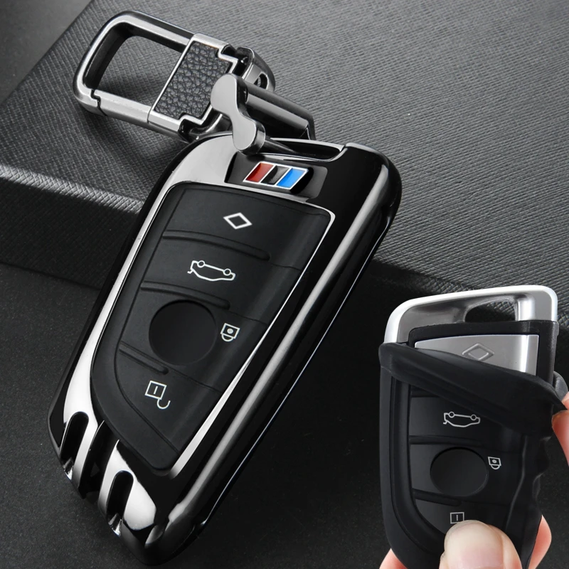 Автомобильный ключ чехол крышка брелок кольцо для ключей для BMW F15 F16 F48 E53 E70 E39 F10 F30 G30 G38 525 540 740 1 2 5 7 серии 218i X1 X3 X4 X5 X6 - Название цвета: A Black 02