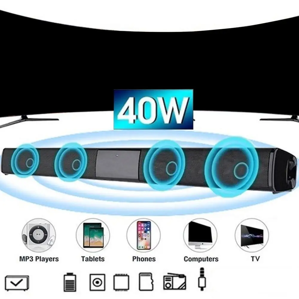 

Sound Bar Speaker Wireless Music Speaker Home Theater Audio With Aux TF Card Microphone Stereo Speaker