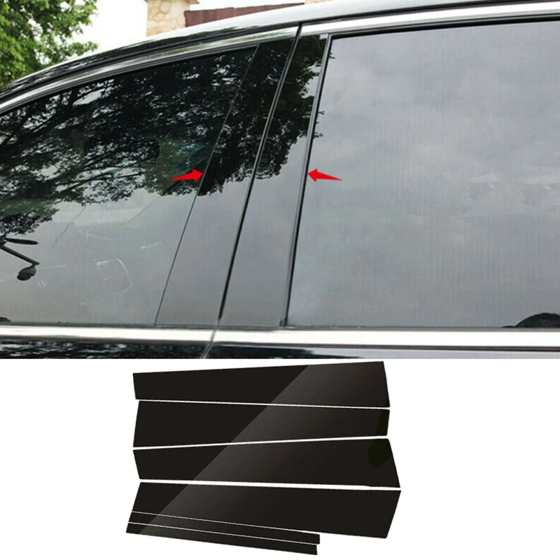 6Pcs Black Mirror Effect Window Center Pillar Cover Trim for Honda Accord 2013-2017