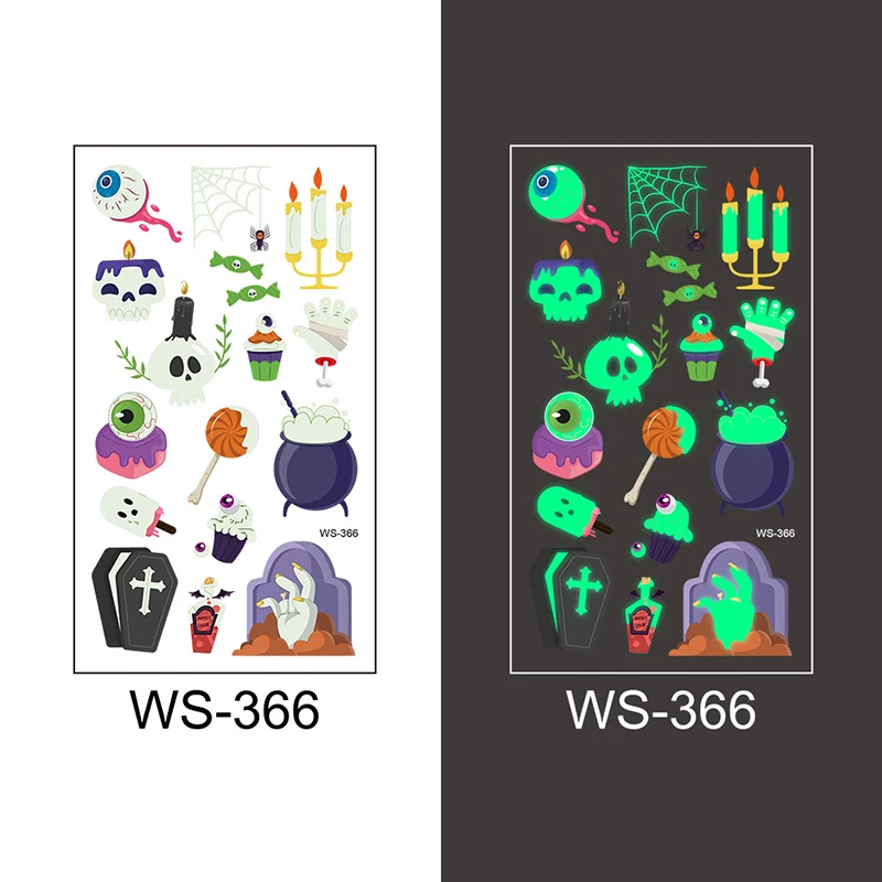 20 листов водостойкие светящиеся тату-наклейки на Хэллоуин | Дом и сад