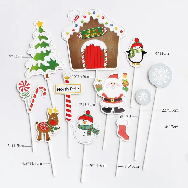 2021 Merry Christmas Cake Topper Birthday Cakes Santa Claus Cupcake Topper Merry Christmas Decor New Year Gift Natal Noel 2021 Light Grey