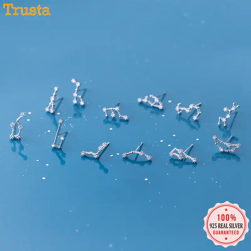 Trustdavis 100% 925 Твердые Настоящее серебро 925 пробы ювелирные изделия 12 созвездие серьги подарок на день рождения для женщин девочек DA330