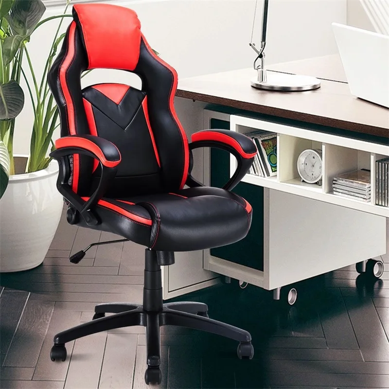 High Quality 31 Lbs Racing Style Gaming Chair Swivel Office Chair PU Leather Surface Thick Cushion