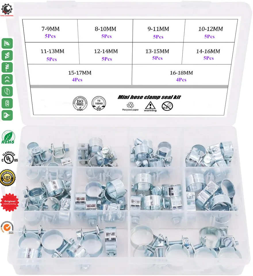 

10 Size Mini Fuel Injection Style Hose Clamp Assortment Kit for Diesel Petrol Pipe,Automotive Replacement Parts,Hoses Sleeving