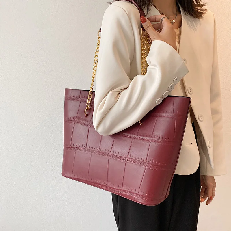 Luxury Designer PU Leather Shoulder Bags For Women Chain Large Capacity  Handbags Travel Hand Bag Female Big Tote Bags Bolso