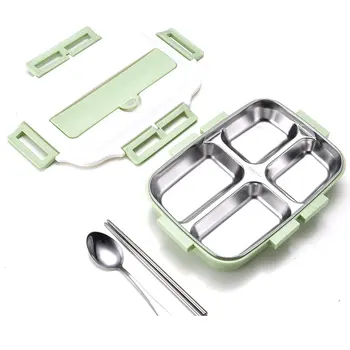 

304 Stainless Steel Split Lunch Box Insulated Student Lunch Box Fast Food Plate Sealed Lunch Box