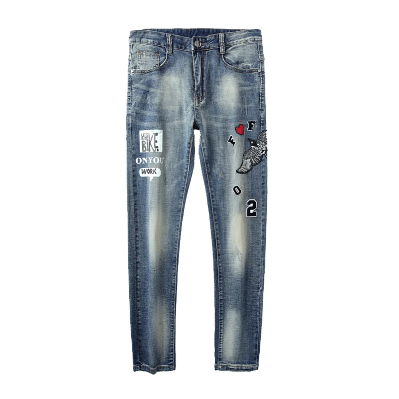 

POVOTE2020 new spring and autumn men's jeans thin Korean Trend straight elastic youth jeans long legs