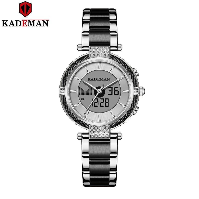 KADEMAN черно белые женские часы креативный стальной браслет Relogio Feminino Montre