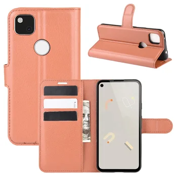 

10pcs/lot PU leather Flip Wallet Litchi Pattern Phone Case For Google Pixel 4A Lychee Grain Cover