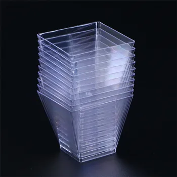 

TTLIFE 50PCS 60ml Disposable Coffee Cup Clear Portion Transparent Trapezoidal Container for Jelly Yogurt Mousses Dessert Set