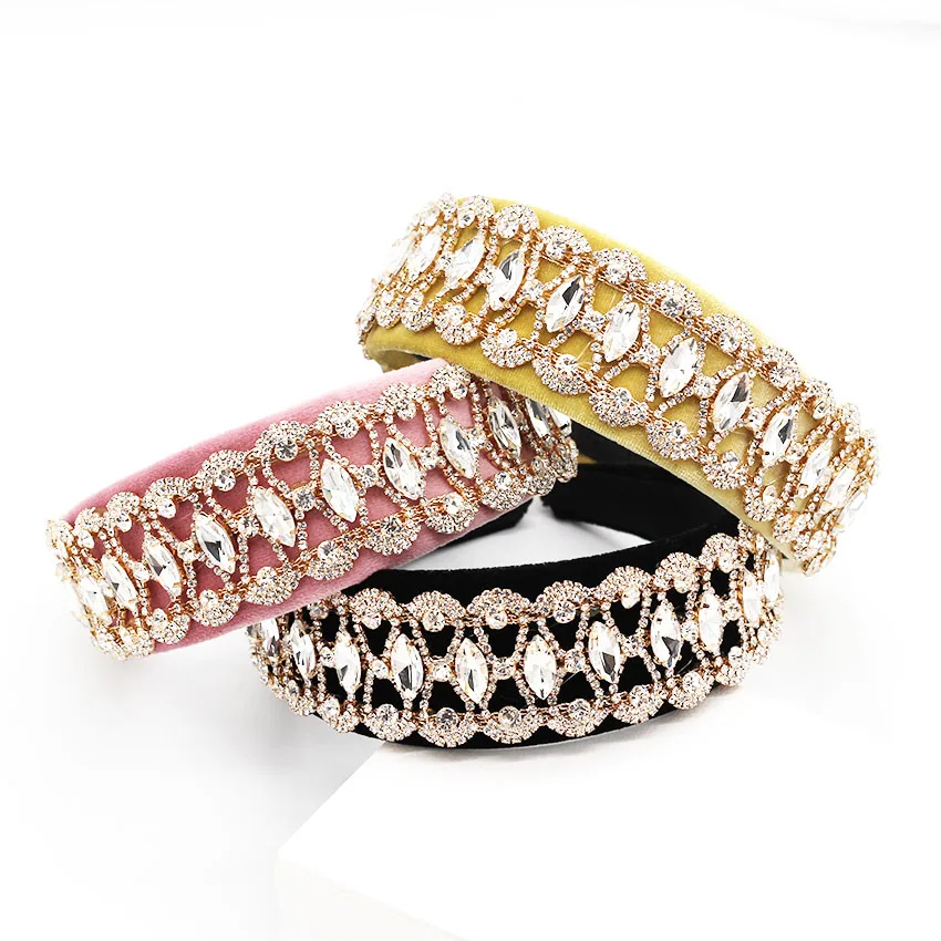Новая Европейская и американская барокко Мода Великолепная сетка горный хрусталь геометрическая головная повязка тренд личности широкая повязка для головы 896