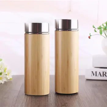 

Natural Bamboo Thermos Cup Ceramic Bottle Vacuum Flasks Thermoses 12hours Tea Cup