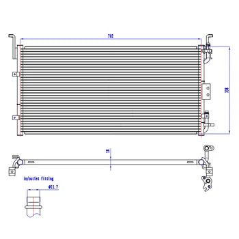 

OE 97606-38001 97606-38002 Condenser, air conditioning(Air Conditioning, universal) For KIA OPTIMA/MAGENTIS 702×340×18(mm)