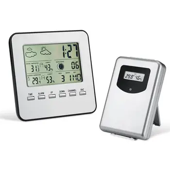 

AsyPets Digital Alarm Clock Weather Station Wireless Hygrometer Thermometer Desktop Table Clock