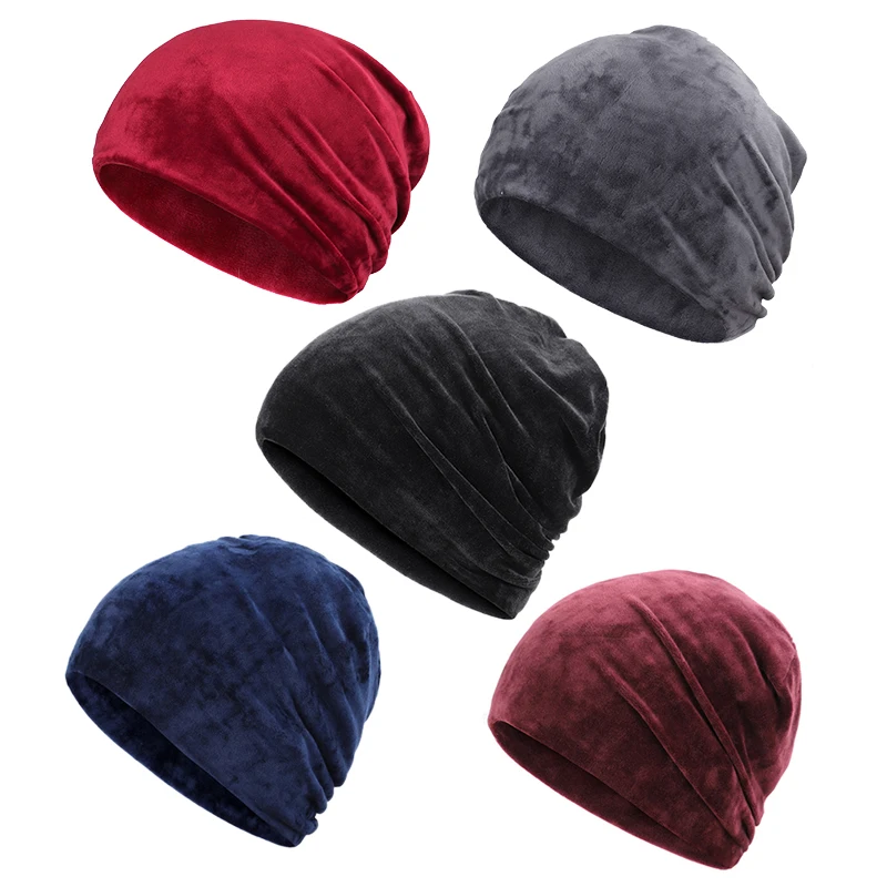 2019 new beanie winter man woman caps warm Soft cap rhinestone beanie slouchy Baggy bonnet vintage cotton  solid sport outdoor