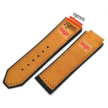 Leather+ Rubber strap men's watch accessories 22mm buckle rubber watch strap for HUBLOT series 19mmx25mm waterproof bracelet wa