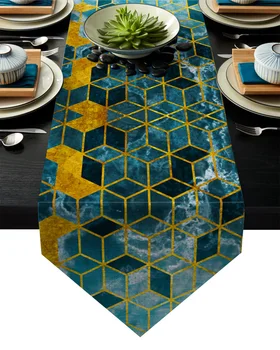 

Texture Gradient Cube Marble Table Runner Table Flag Home Party Decorative Tablecloth Table Runners for Wedding