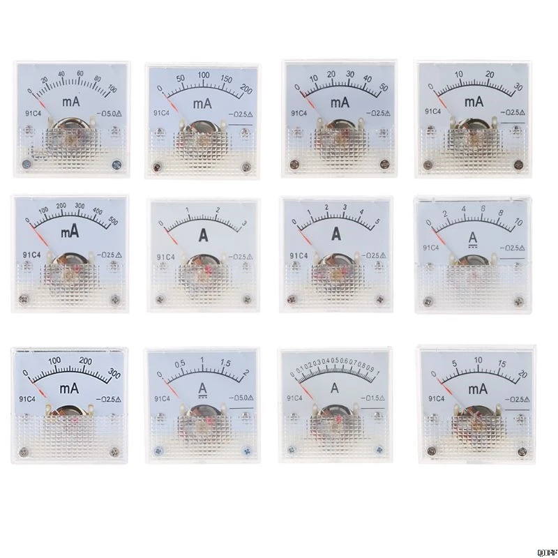 91C4 амперметр постоянного тока аналоговая панель измерителя тока механический указатель Тип 1/2/3/5/10/20/30/50/100/200/300/500mA A