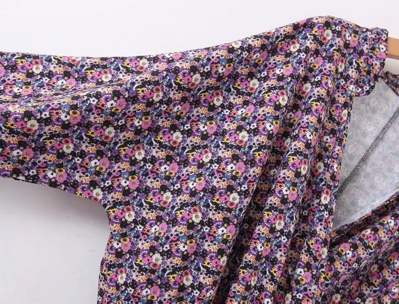 Женская блузка с v-образным вырезом и цветочным принтом, женская блуза с длинным рукавом с резинкой в талии сексуальный Осенняя рубашка, топы