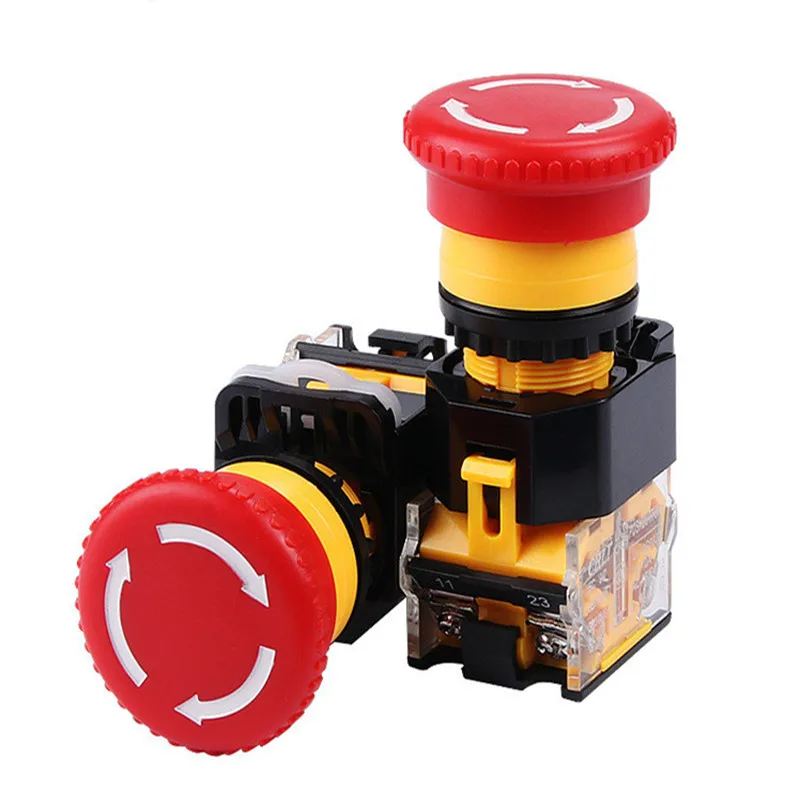 1pc LA38-11ZS 600V/10A Emergency Stop Push Button Switch hole size 22mm Self-locking Mushroom emergencyy 1NO 1NC | Обустройство дома