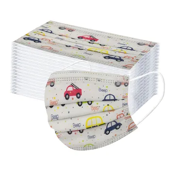 

50pc Children Filter Mouth Masks Disposable Cartoons Car Print Face Mask Masque 3ply Ear Loop Outdoor Sport Face Mask Mascarilla