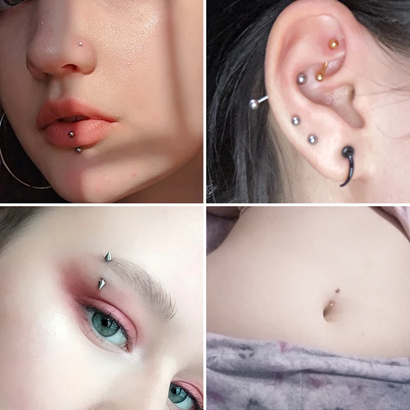 Piercing de sobrancelha curvada com strass, aço inoxidável, falso, lábio,  sobrancelha, tragus, piercing de umbigo, joia para mulheres e homens (ouro  rosa) : : Moda