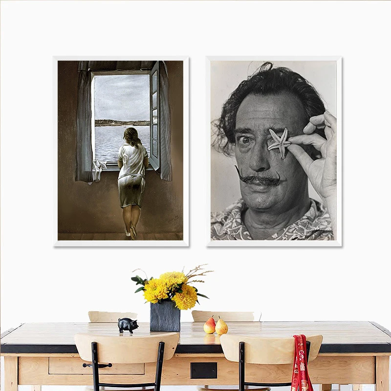 

COSY MOMENT Famous Painting Girl Standing By the window Salvador Dali Canvas Painting Posters Wall Picture For Living Room ZS183