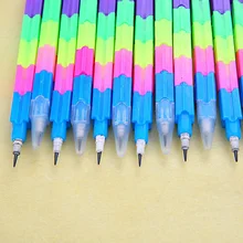 1Pc Learning Stationery Rainbow Pencils Multifunction Building Block Pencil Office School Supplies For Kids Gifts