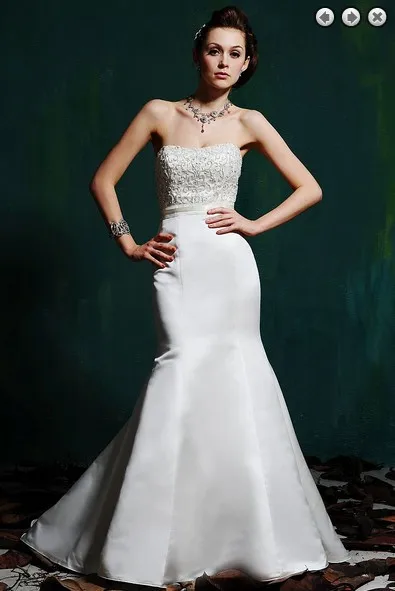 

free shipping Simple 2017 new fashion zipper bridal gowns plus size sweetheart satin custom size beaded Mermaid wedding dresses