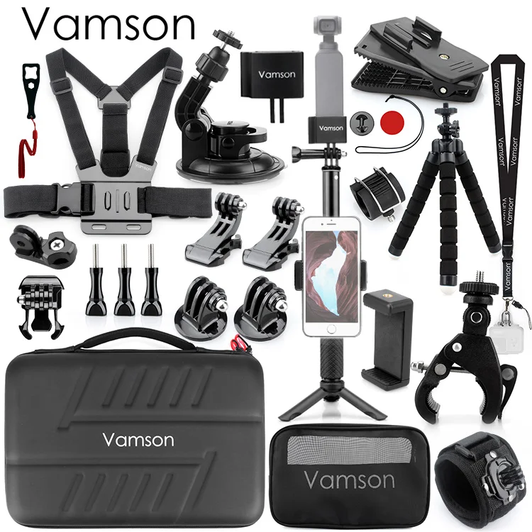 Vamson для DJI OSMO Карманный расширительный комплект аксессуары для Кардана Набор адаптер держатель зажим селфи палка штатив OPS02