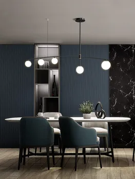 

G9 Modern Simple LED Chandelier For Dining Room Bar Coffee Shop Black Gold Pendant Lamp Glass Ball Restaurant Long Hanging Light