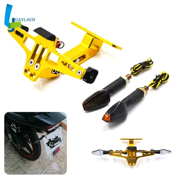 

Adjustable Motorcycle License Number Plate Frame Holder Bracket with LED Turn Signal Light For Most Sport Motorbikes