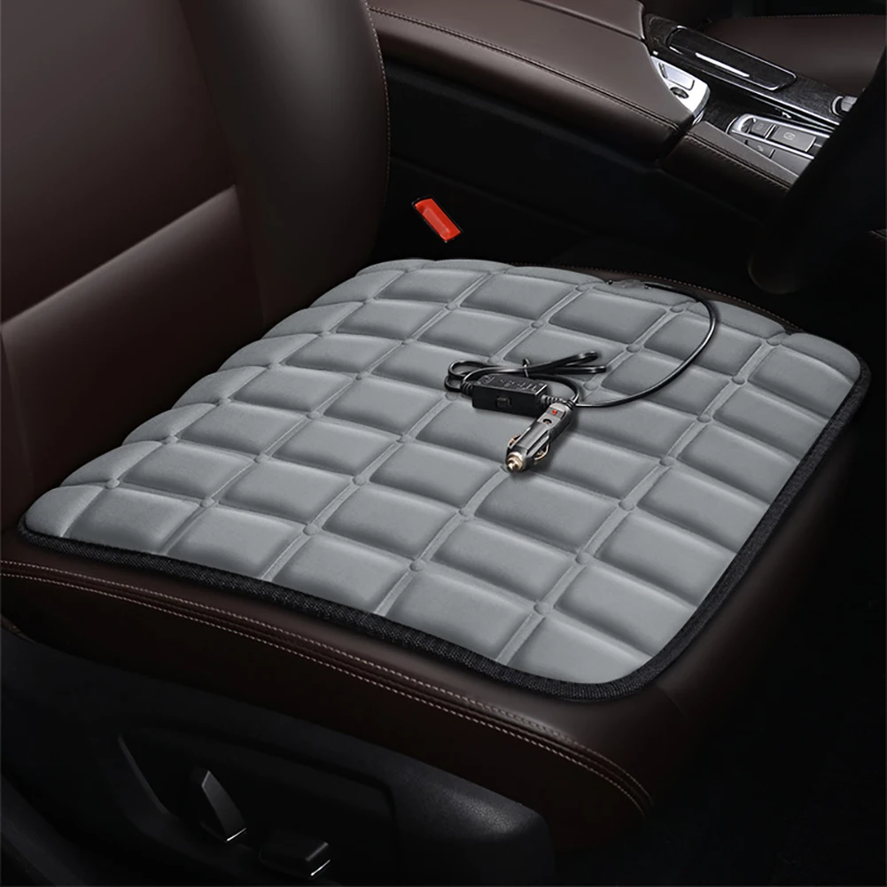 for Work Commuter/Road Traveler/Taxicab Gray 12V USB Heated Car Seat Cushion CoverWinter Office Thickening Heating Warmer Chair Pad for Car Truck SUV 