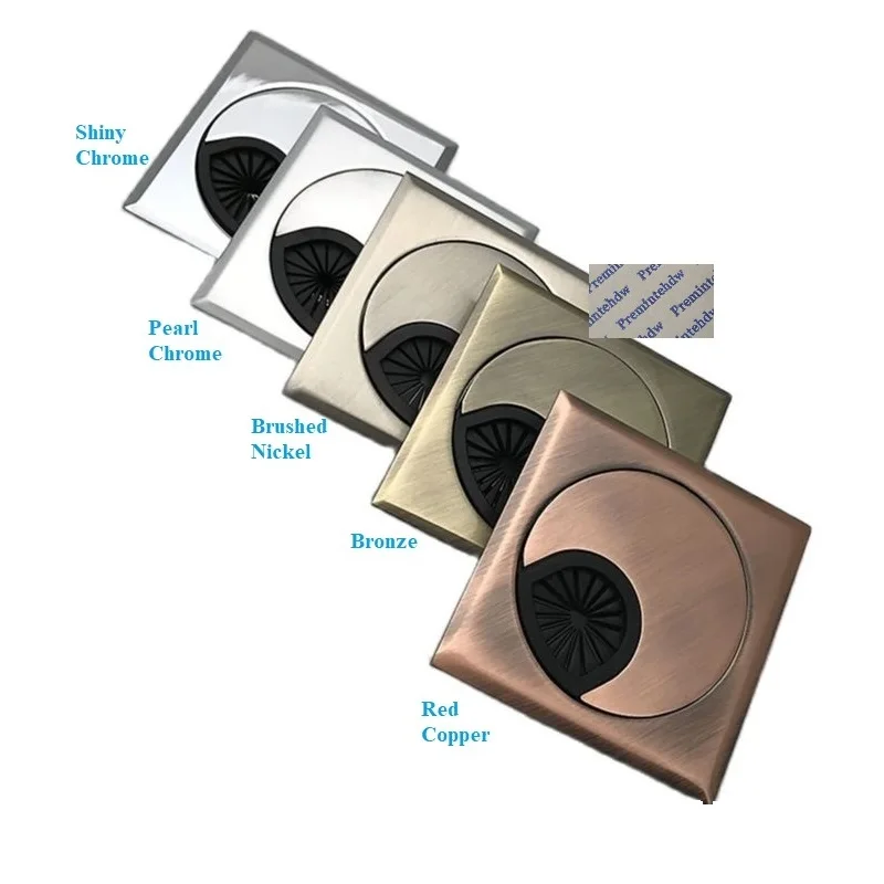 2Pcs Square 60mm Zinc Alloy PC Computer Desk Table Desktop Grommet