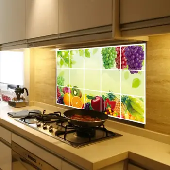 

Aluminum Foil Fruit Oil Proof Wall Stickers DIY Oil Proof Kitchen Household Stickers Removable Oil Proof Keep Clean