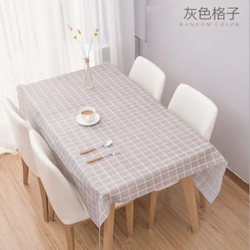 

Plaid Style Table Cloth PVC Plastic Kitchen Tablecloth Oil-proof Decorative Elegant Waterproof Table Cover T06
